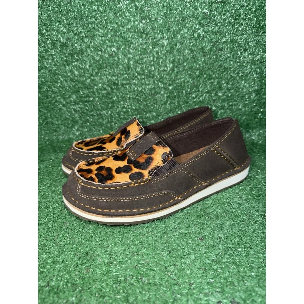 ARIAT Cruiser Shoes Women's Size‎ 6 Brown Slip On Leopard Print Casual Loafer